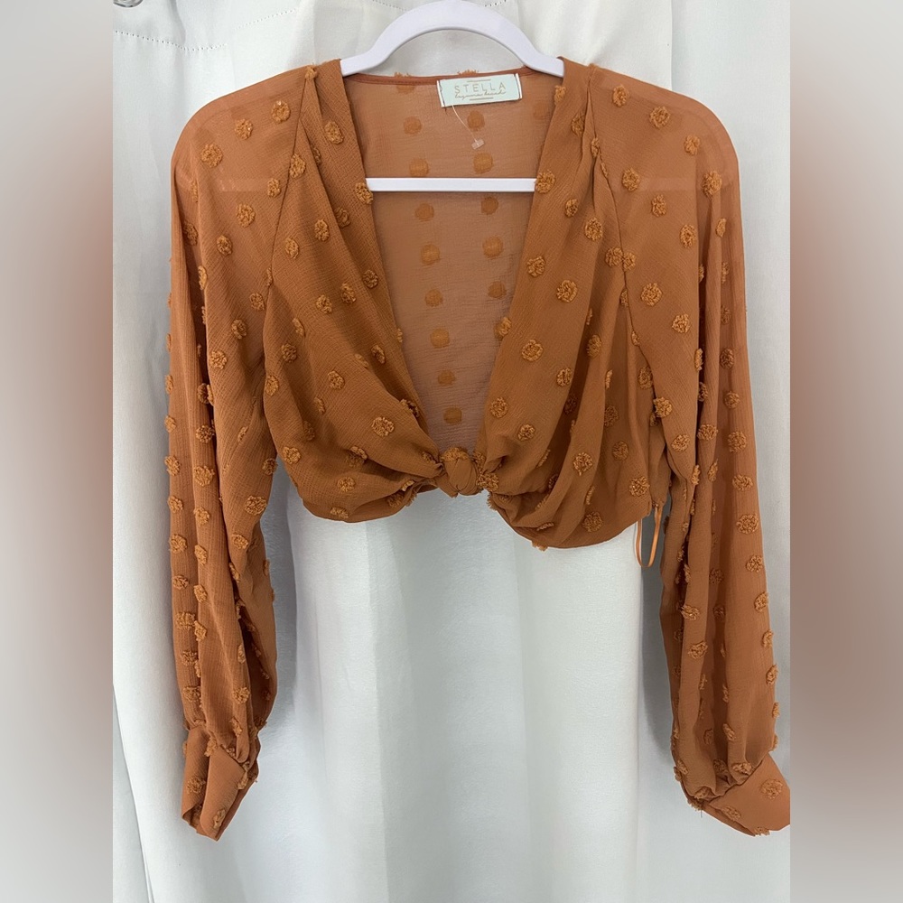 STELLA orange crop too long sleeve